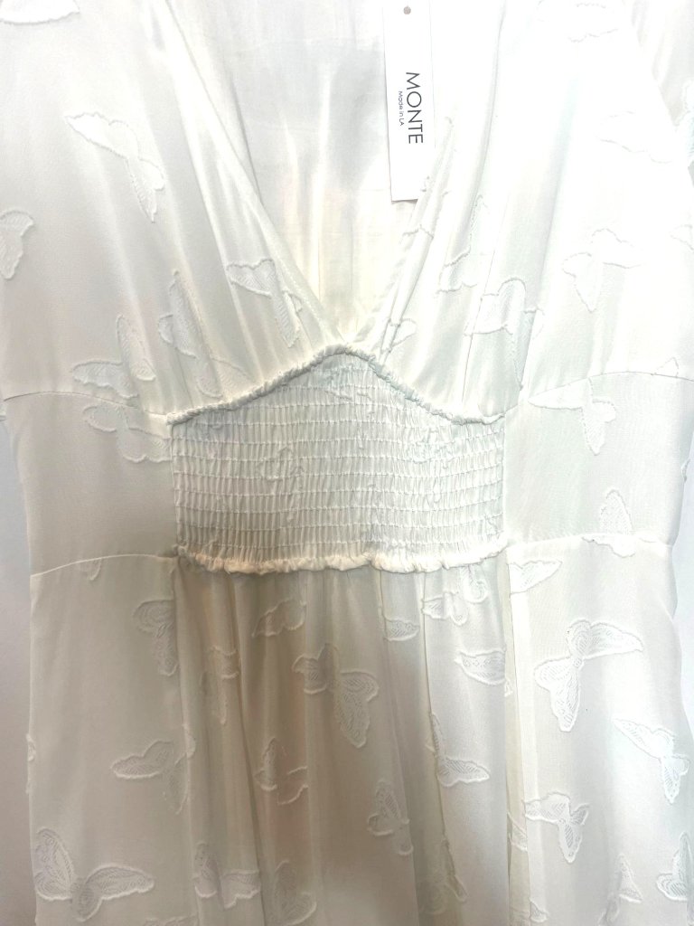 Monte Serafina White Butterfly Midi Sheer Dress Size Large Nwt — image 5 of 8